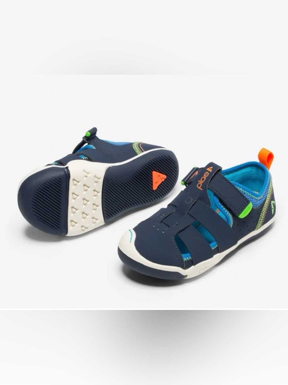 PLAE NWT. Navy, Blue & Green Kids Closed-Toe Sandals